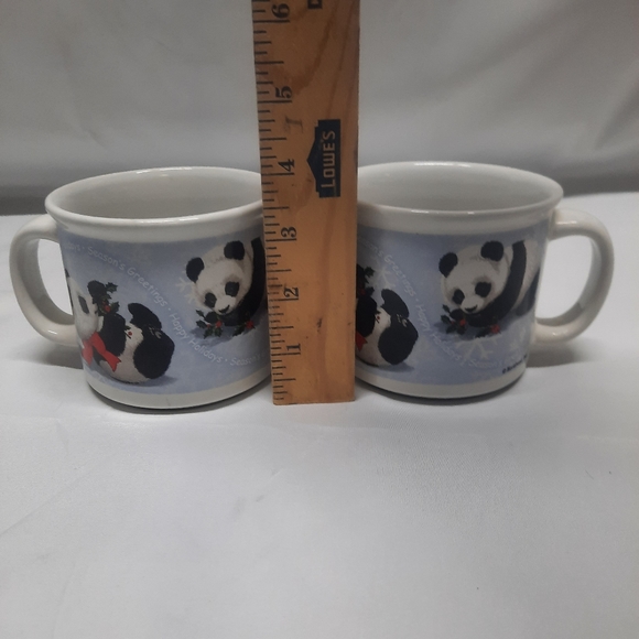 VTG Set of 2 Morehead panda bear Christmas soup, tea or coffee cups. - Picture 2 of 4